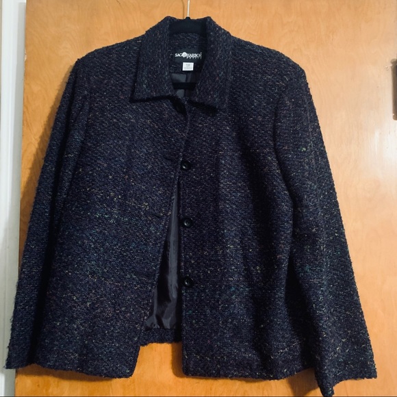 Suit Jacket Womens- Sag Harbor Blazer Women's Size 12 Petite Tweed - Picture 2 of 6